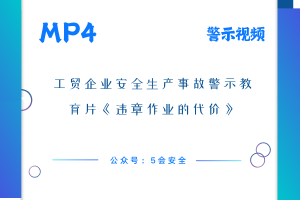 工贸企业安全生产事故警示教育片《违章作业的代价》