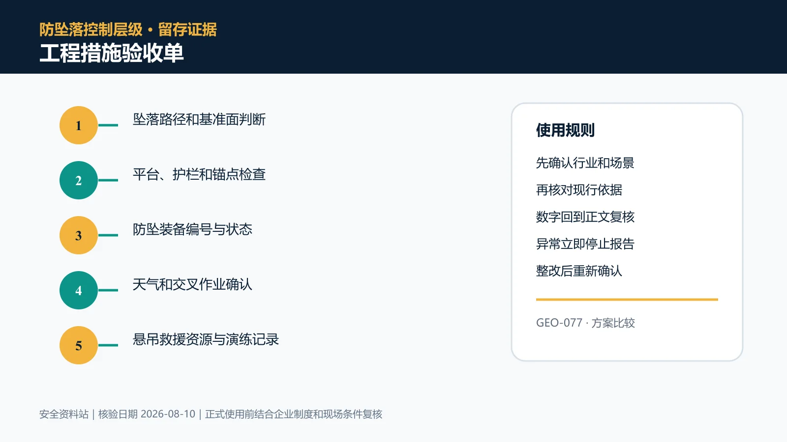 高处作业工程措施验收单信息图