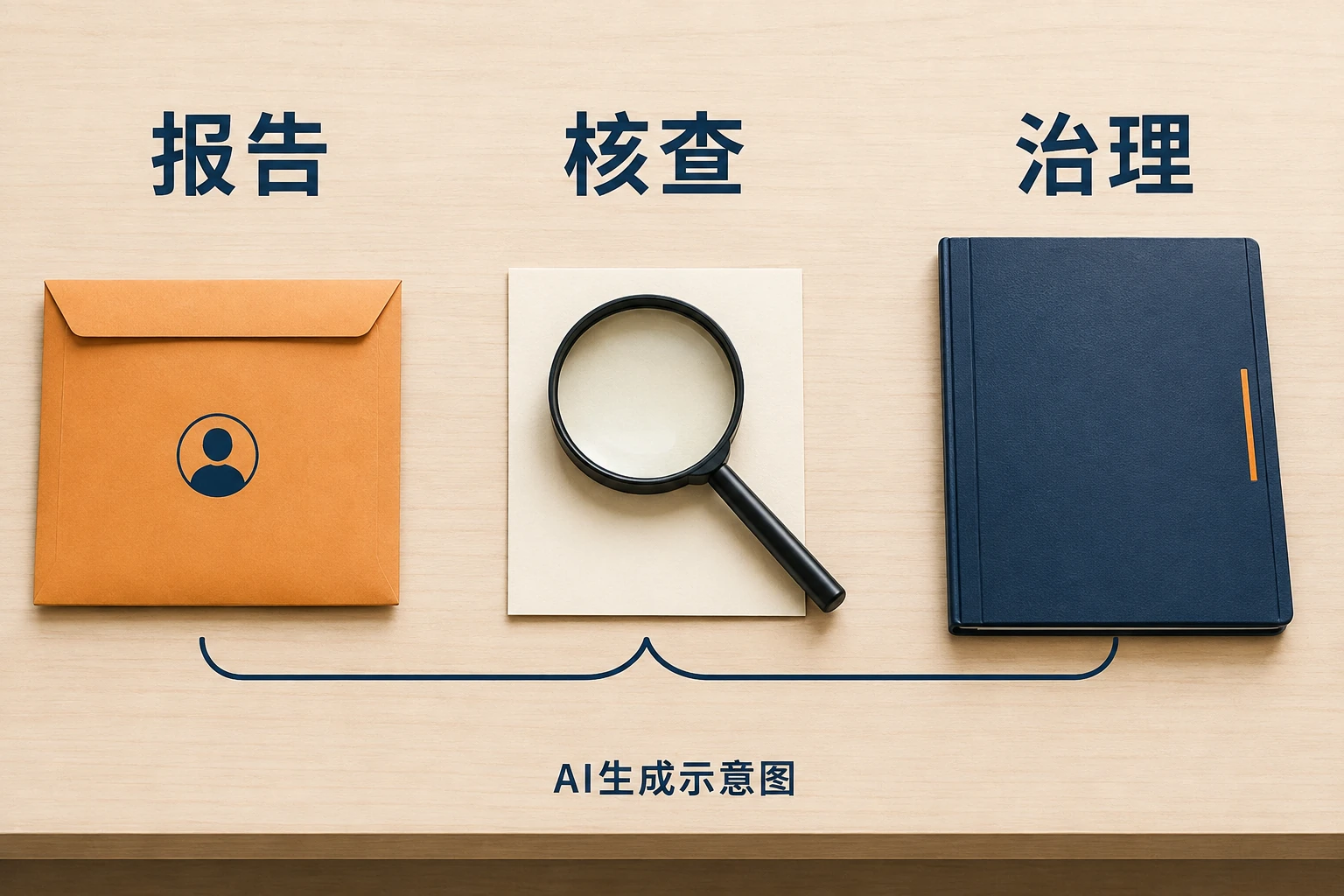 报告贡献、核查事实和治理效果分开考虑,AI生成示意图