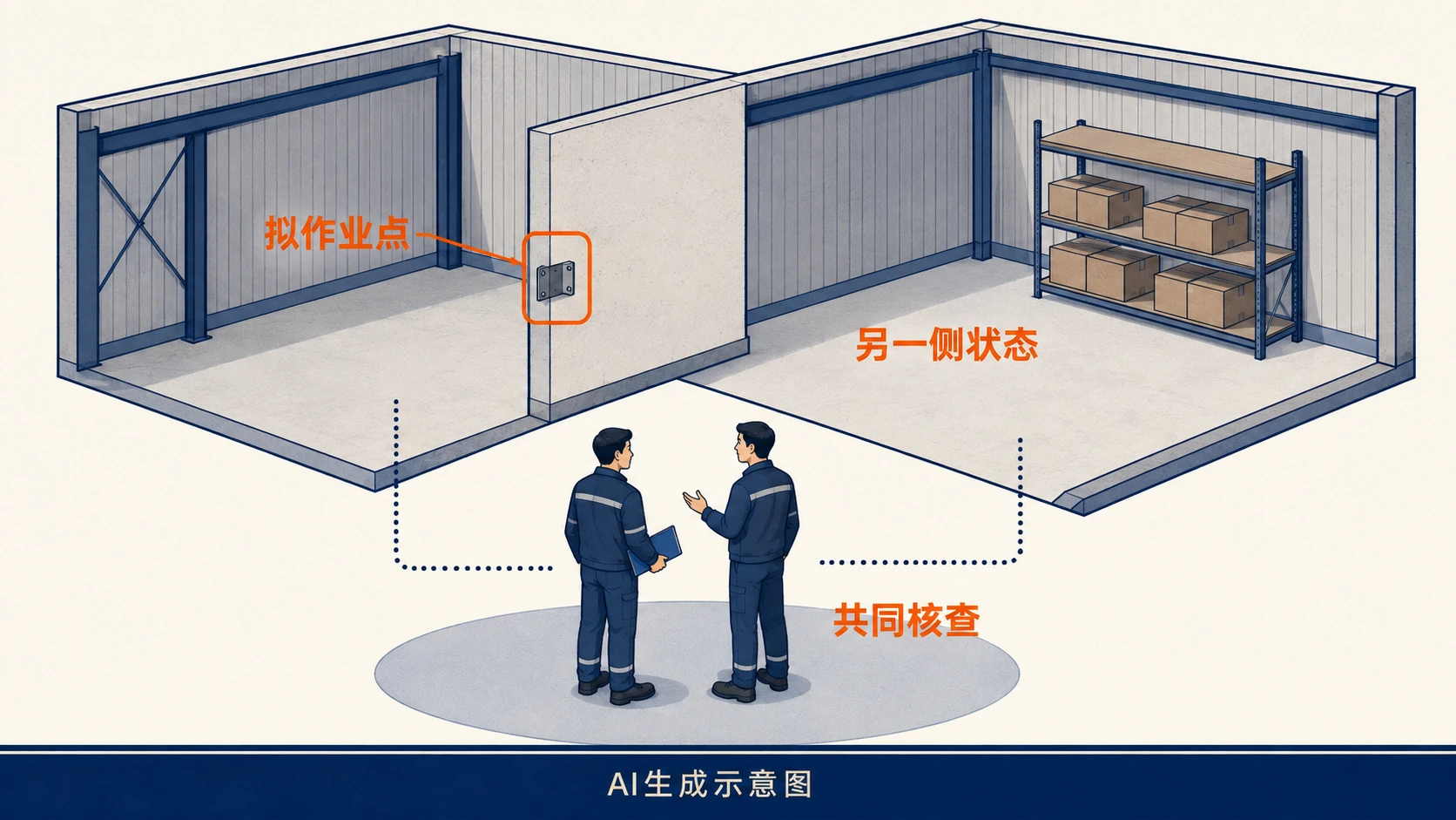 墙体两侧信息共同进入动火前核查,AI生成示意图