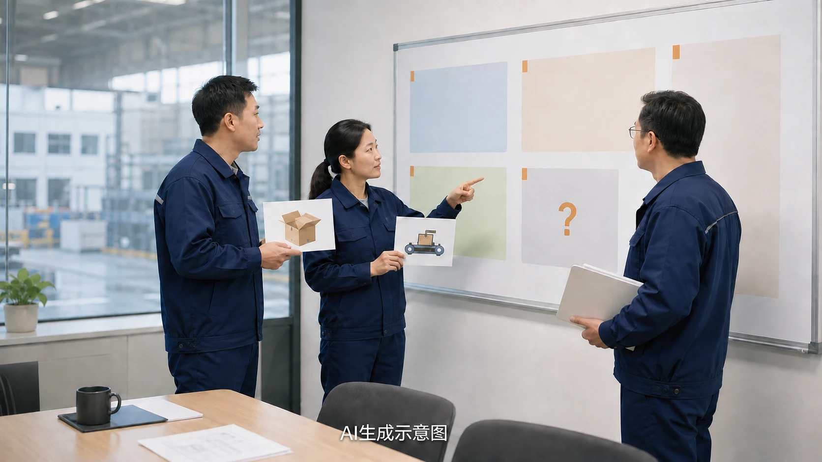 生产、仓库和电气专业人员在安全区域核对计划停电涉及的任务