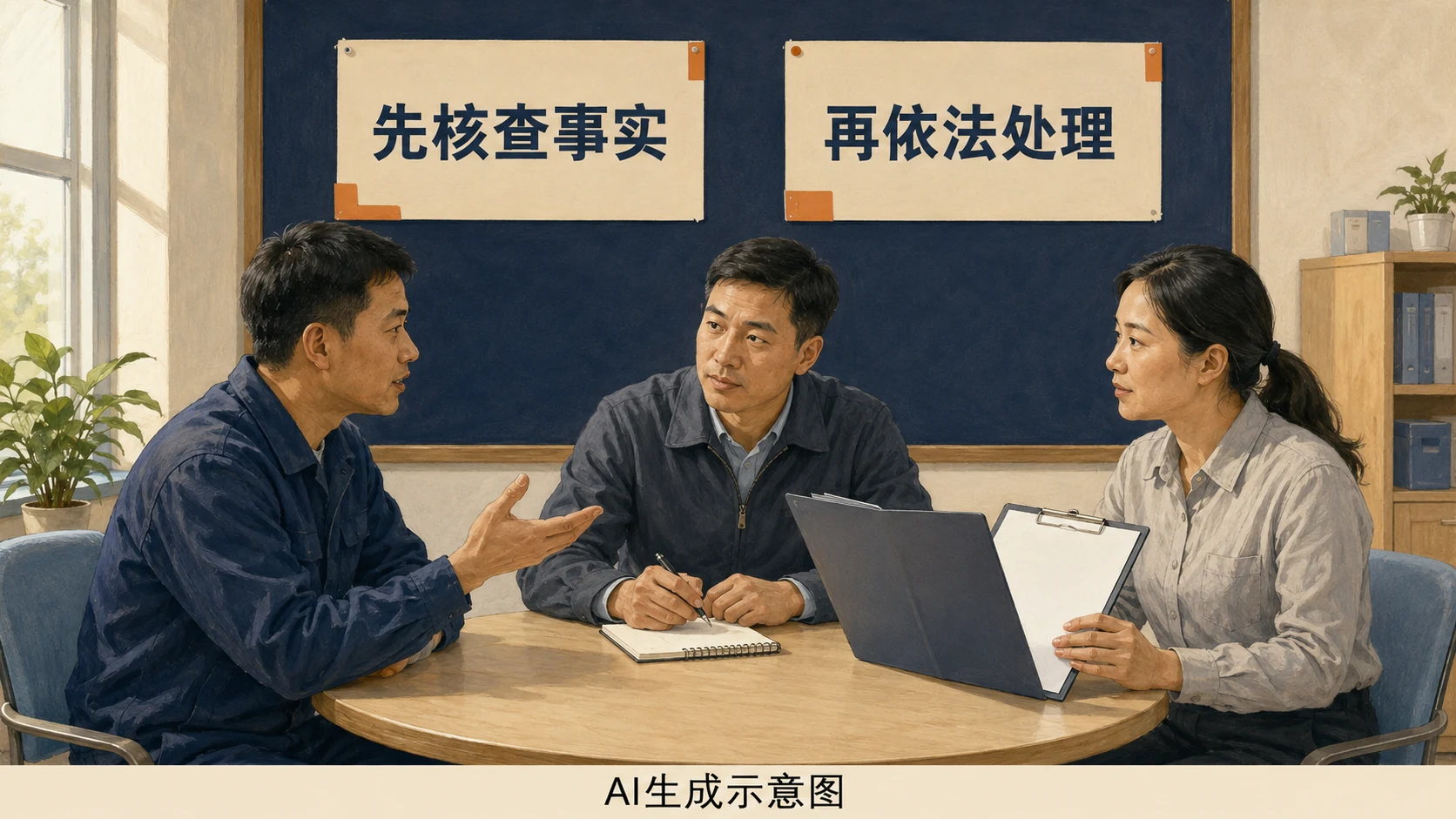 员工、班组及安全岗位先核查争议指令事实,AI生成示意图