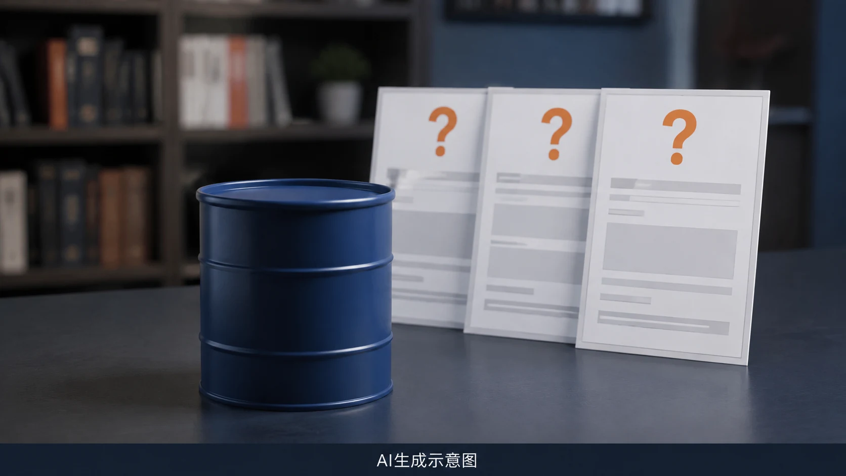 桌面容器模型与待核查资料卡,AI生成示意图。