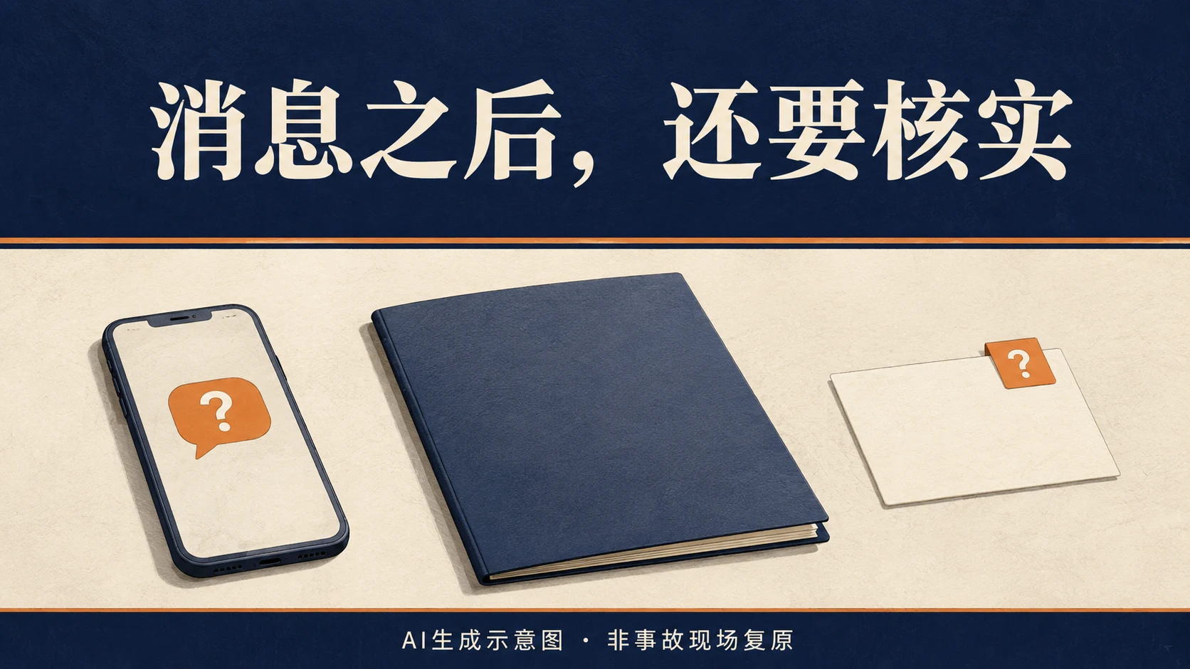 群消息、确认资料与任务卡分开的桌面示意,AI生成,非事故现场复原