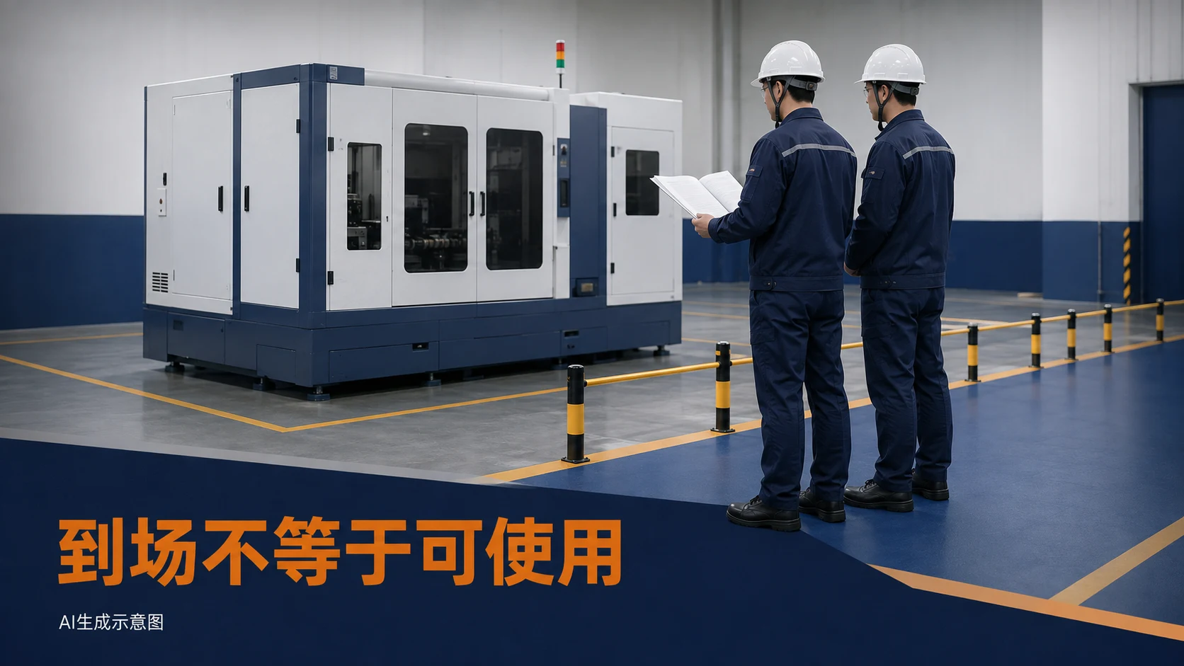 AI生成示意图:到场机械保持封闭,双方人员在安全区域核对实物与资料