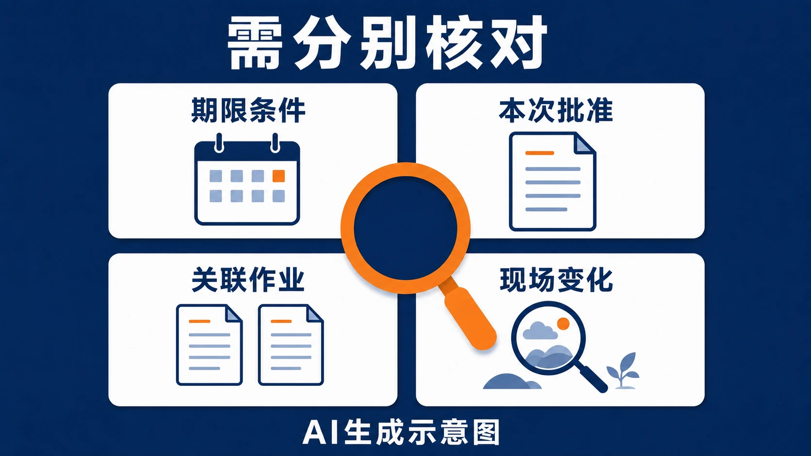 一般期限、具体批准和关联作业时间分别核对的关系图,AI生成示意图。
