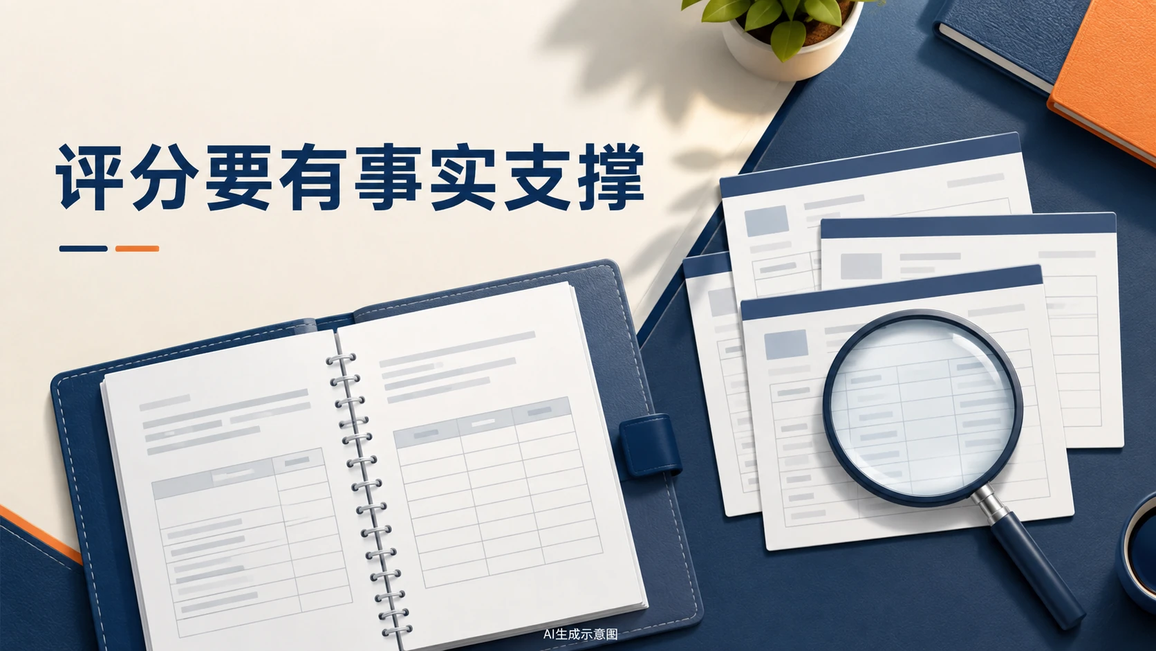 评分册与实际工作依据分别核对,AI生成示意图