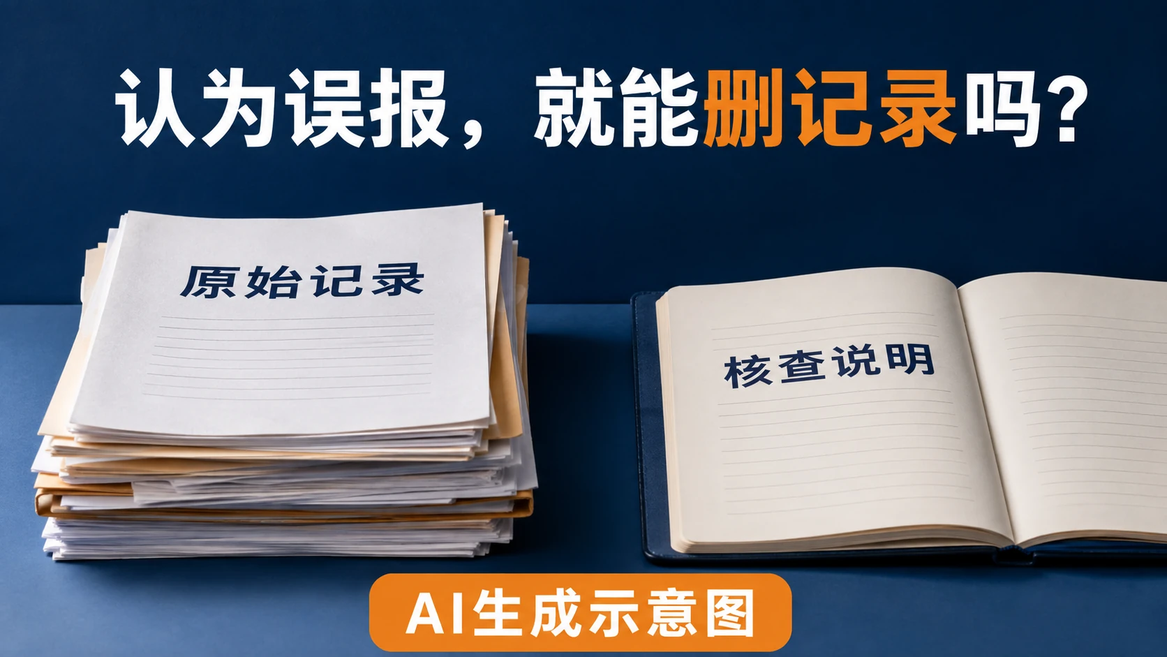 安全报警原始记录与核查说明分别保存的管理资料示意,AI生成示意图