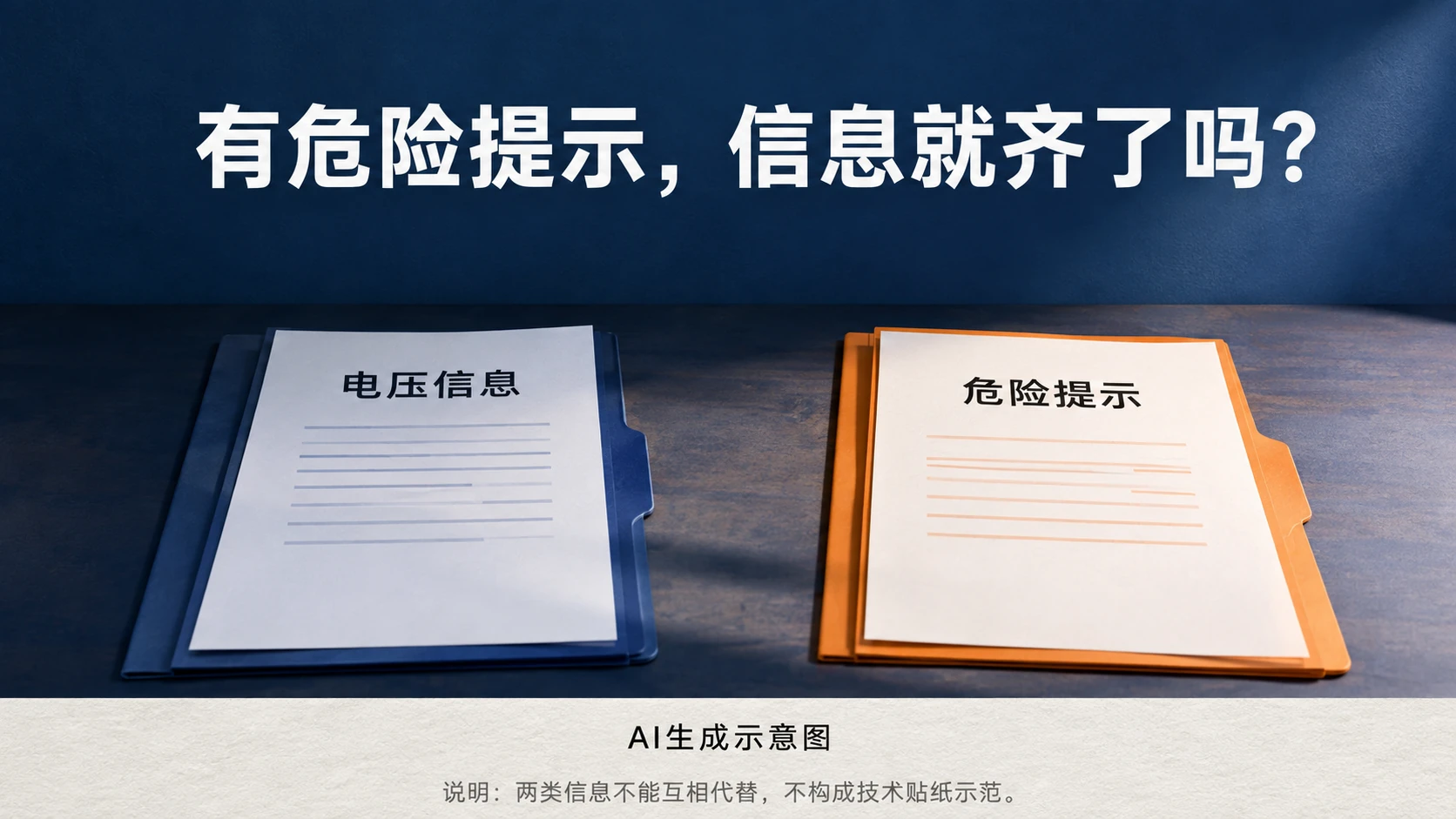 电压信息与危险提示分别核对的管理资料示意,AI生成示意图