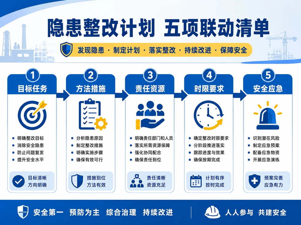 隐患整改方案目标措施责任资源时限五要素示意图