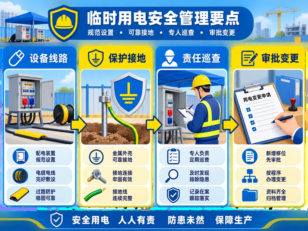 临时用电设备线路保护接地责任巡查审批变更四层整改示意图