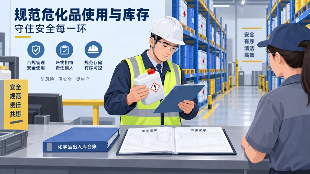 安全检查人员在危险化学品领用台账和库房交接点核对物料去向