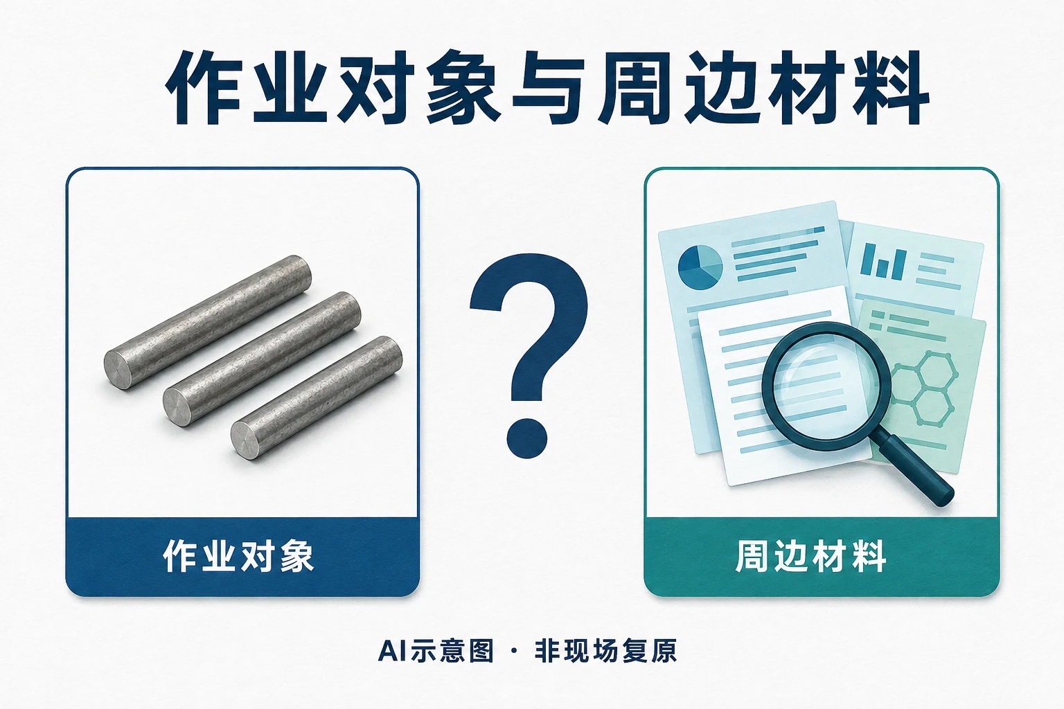 作业对象与周边材料分别核查,非事故现场复原,AI生成管理示意图