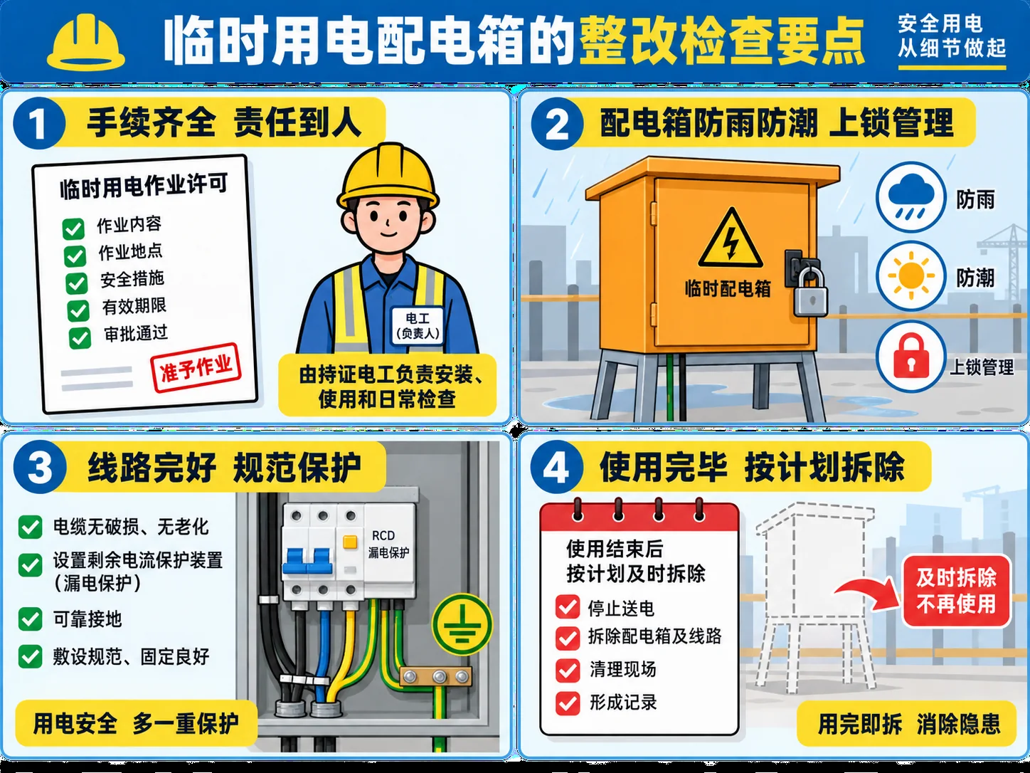 临时用电配电箱四项整改检查示意图