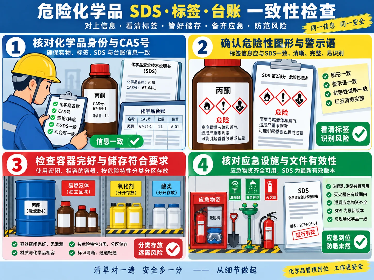 SDS标签台账五项一致性复查示意图