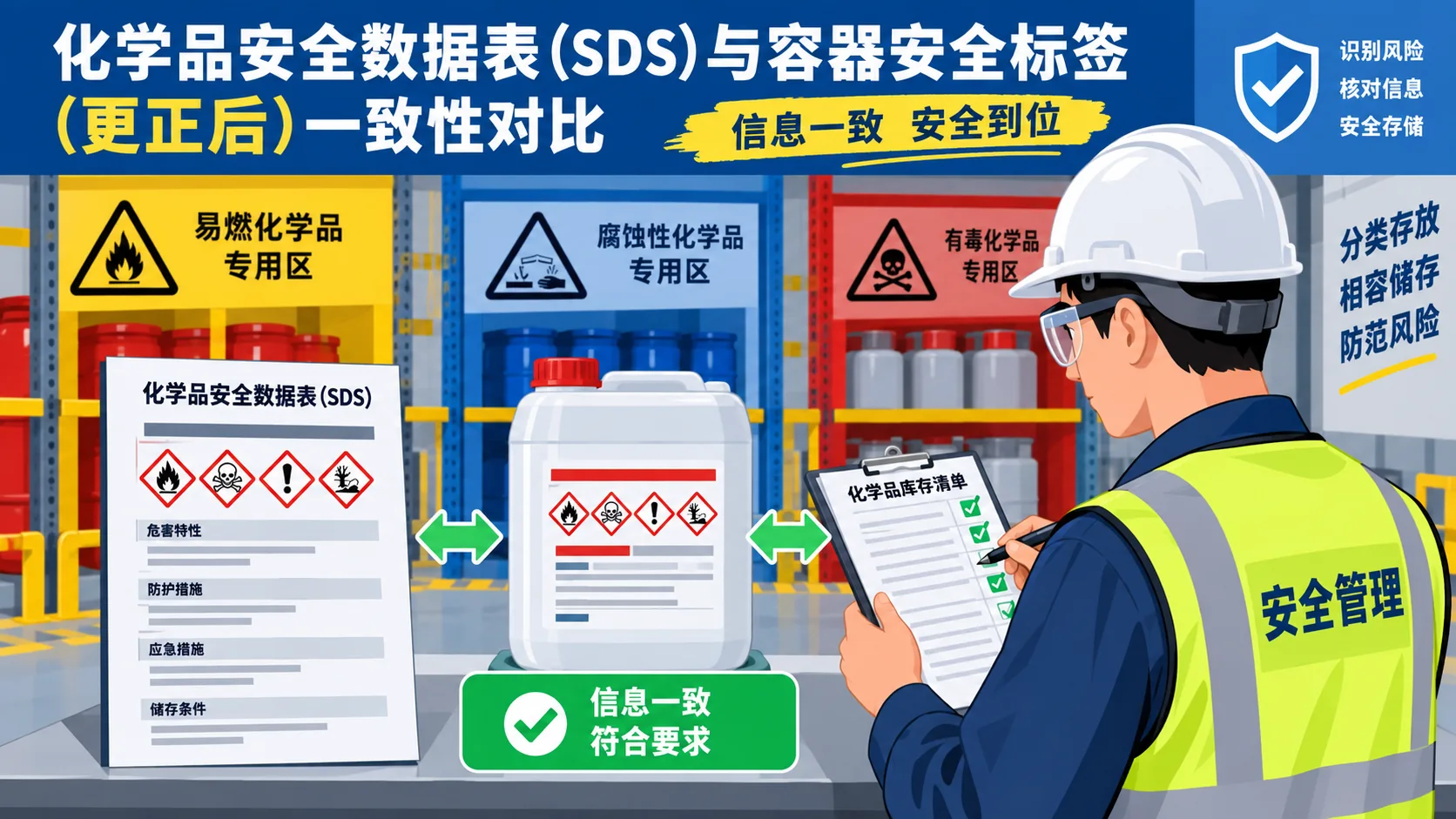 SDS与危险化学品标签对照复查示意图