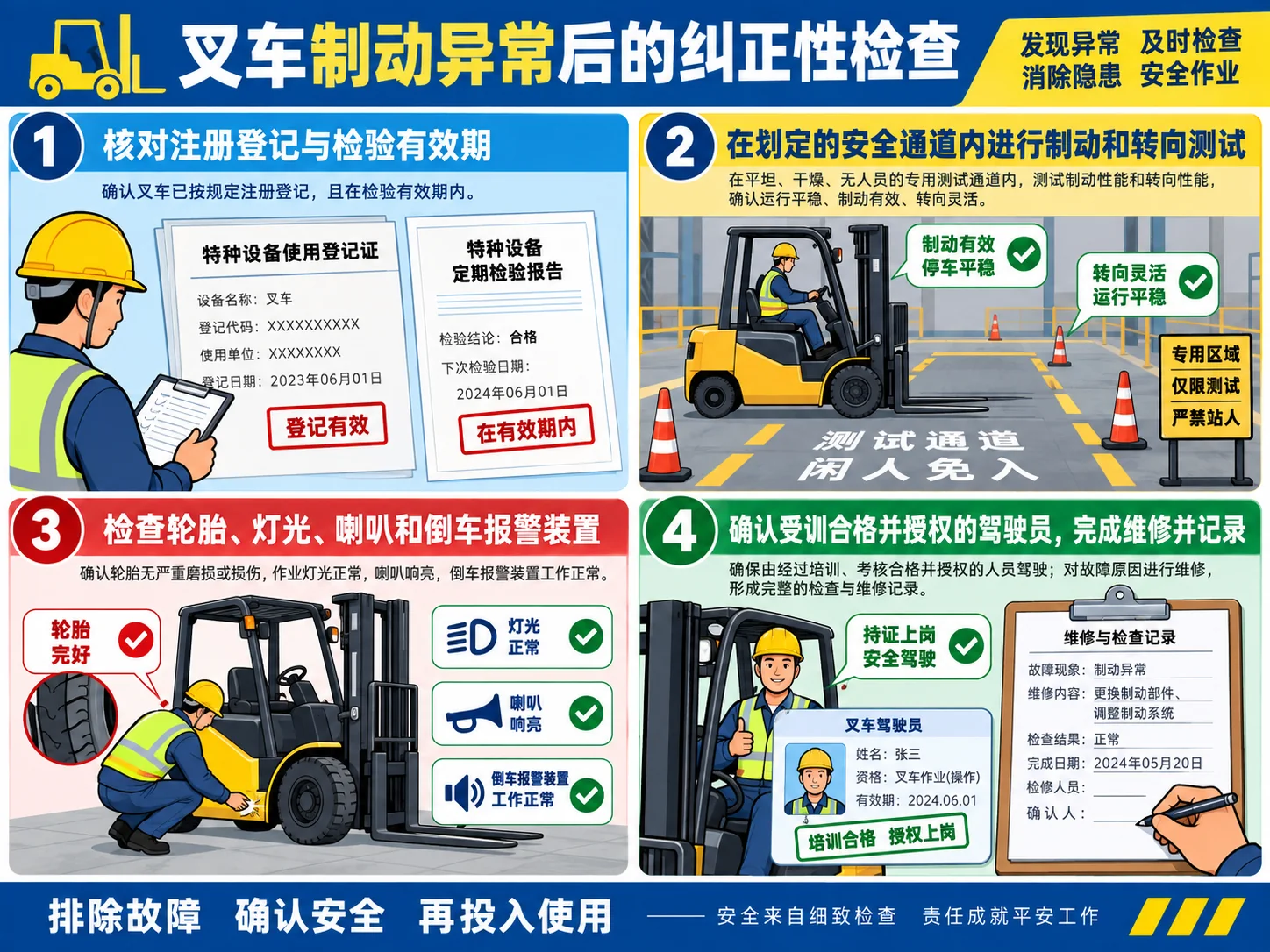 叉车五项安全复查示意图