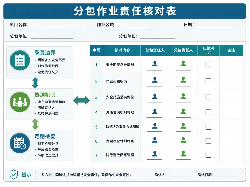 责任边界、协同机制和定期检查对照示意图