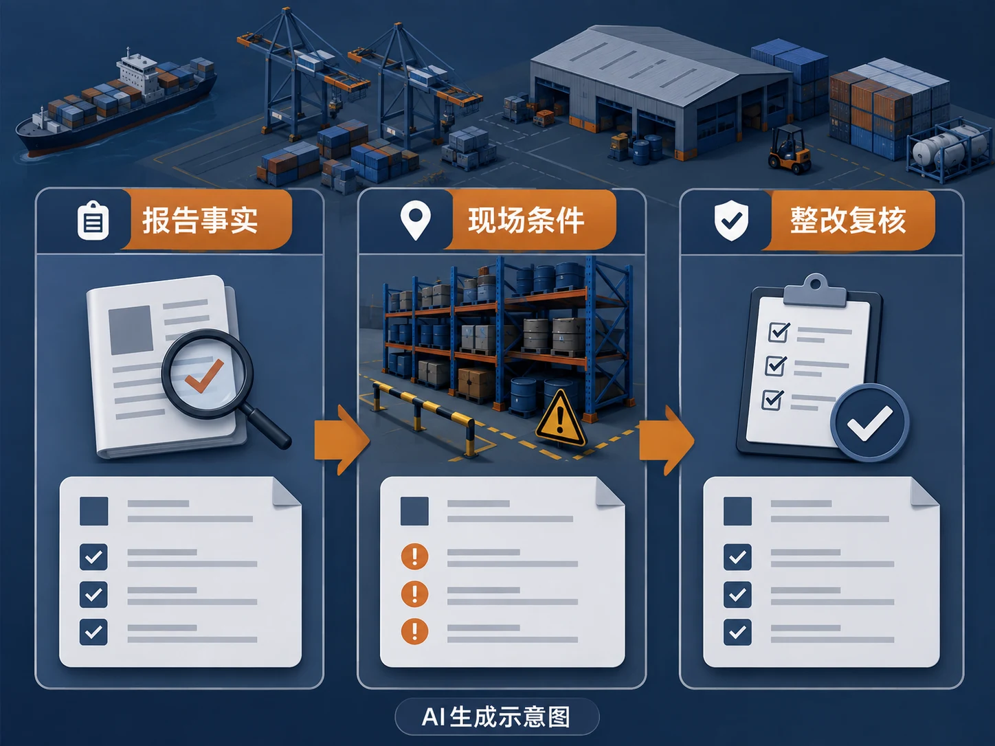 AI生成示意图:事故报告事实与企业现场持续核查分开记录