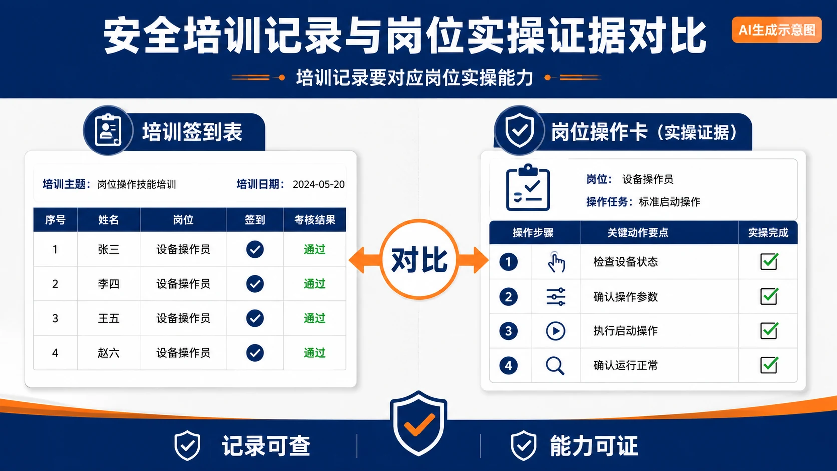 AI生成示意图：现场安全检查复核示意。