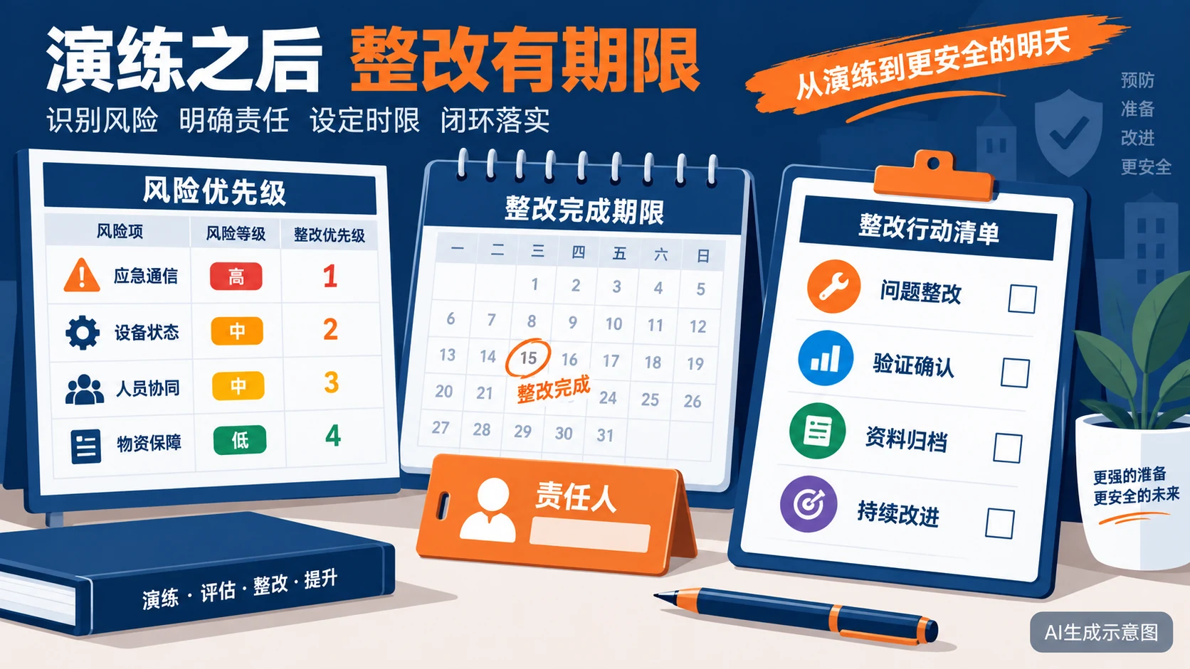 AI生成示意图：现场安全检查复核示意。