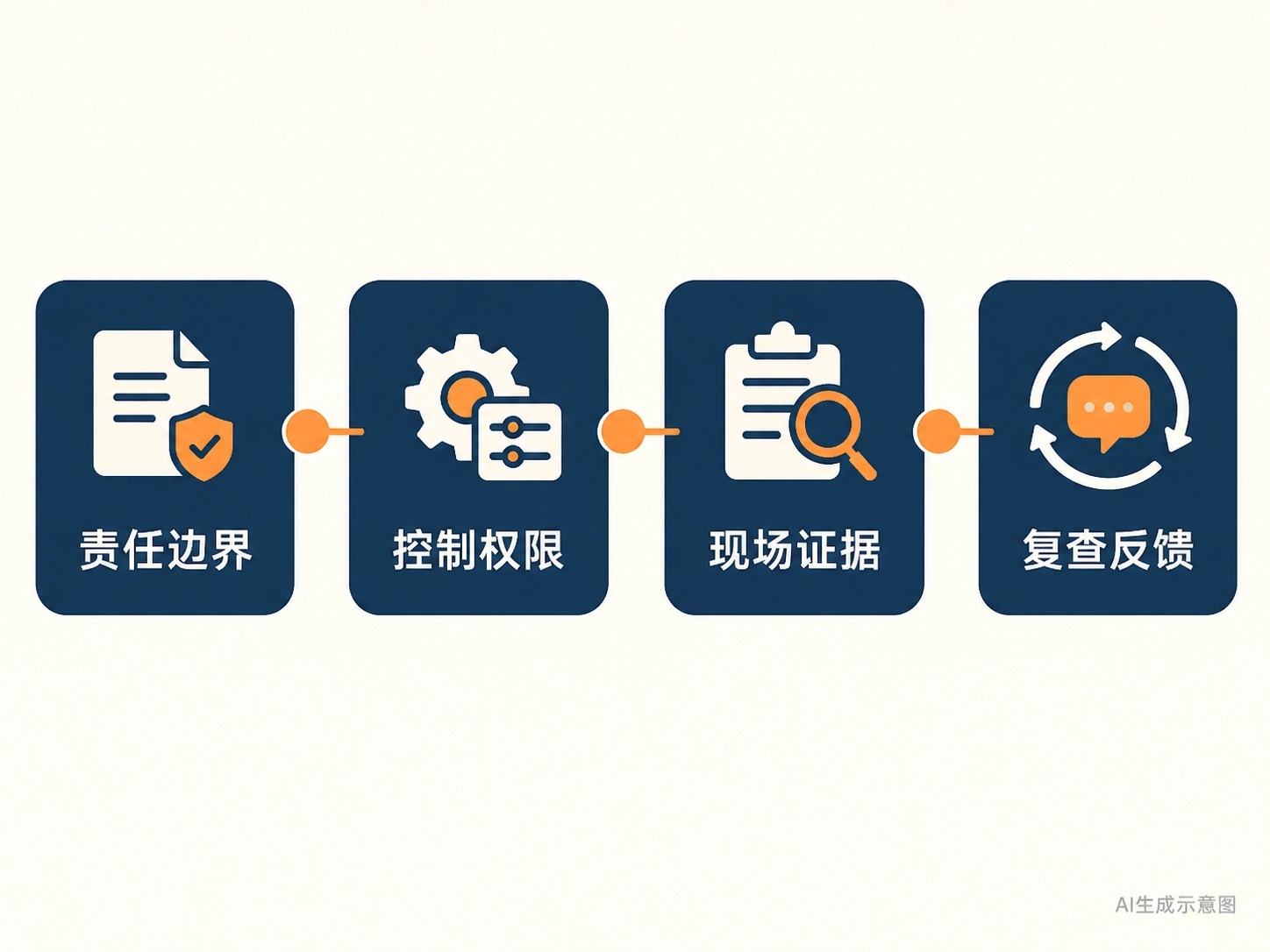 责任主体、风险控制、现场证据、复查反馈的AI生成示意图