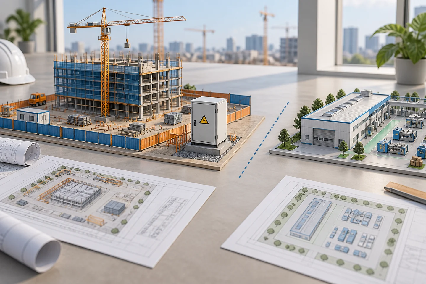 建筑施工现场与其他生产维护场景的范围对照示意图