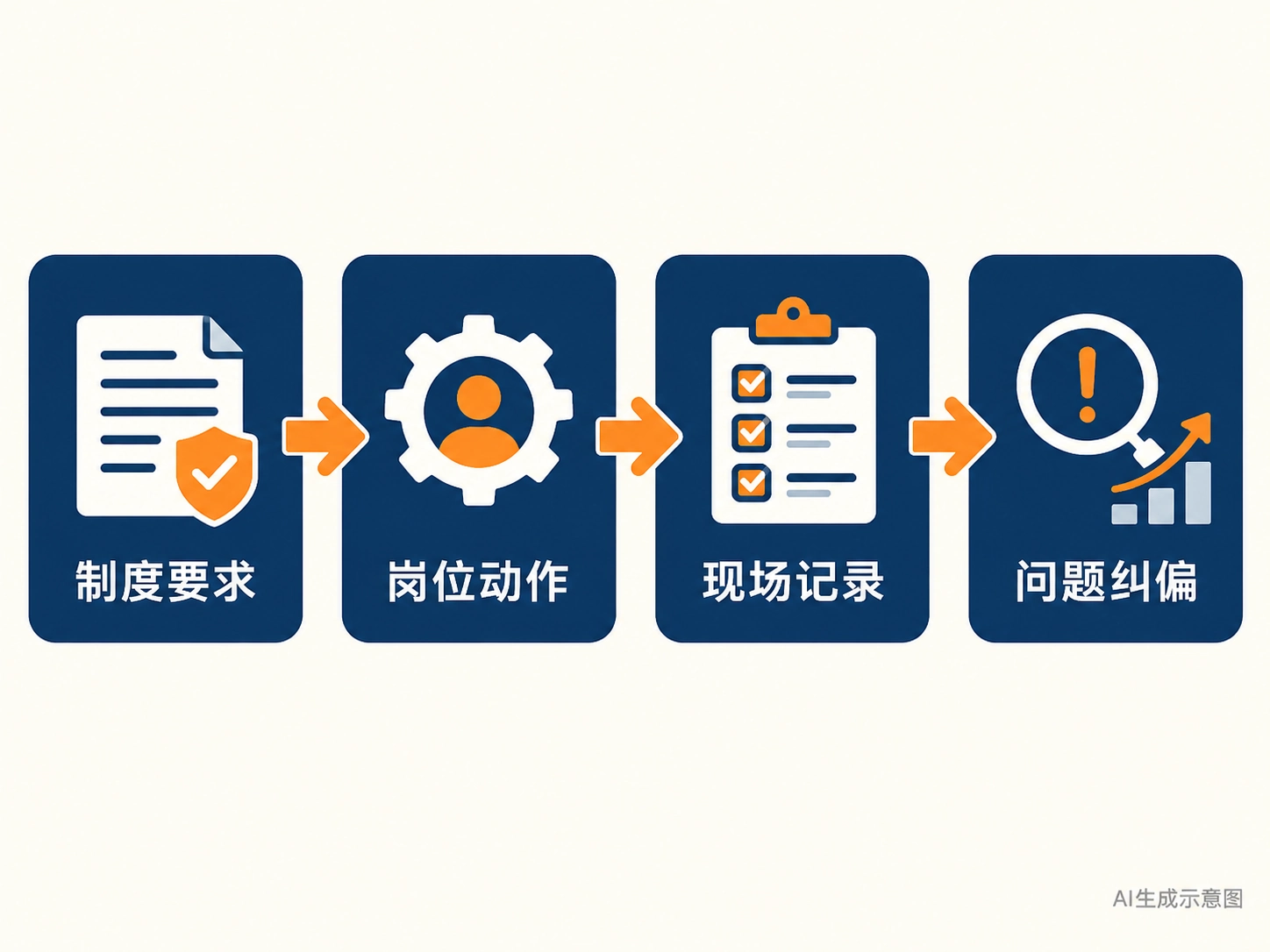 制度要求、岗位动作与现场证据对应关系的AI生成示意图