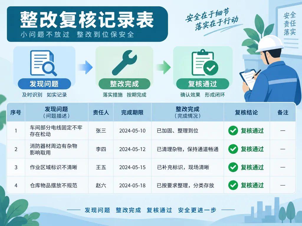 检查记录与复核证据示意图