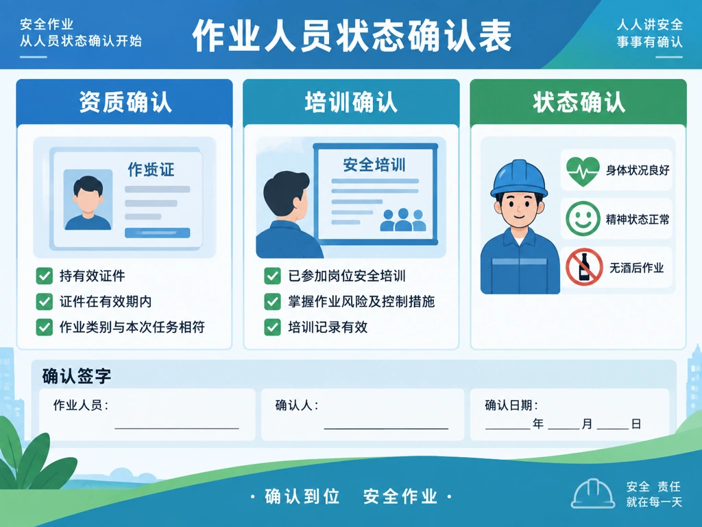 作业人员状态确认表填写示意图