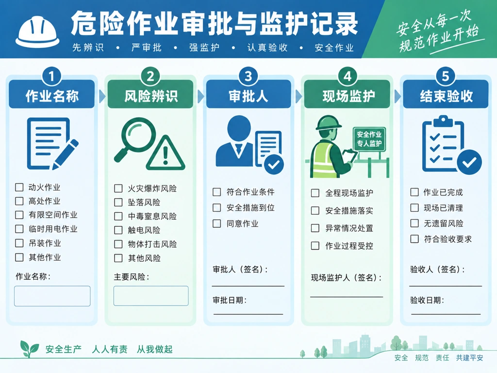 危险作业审批与监护记录表示意图