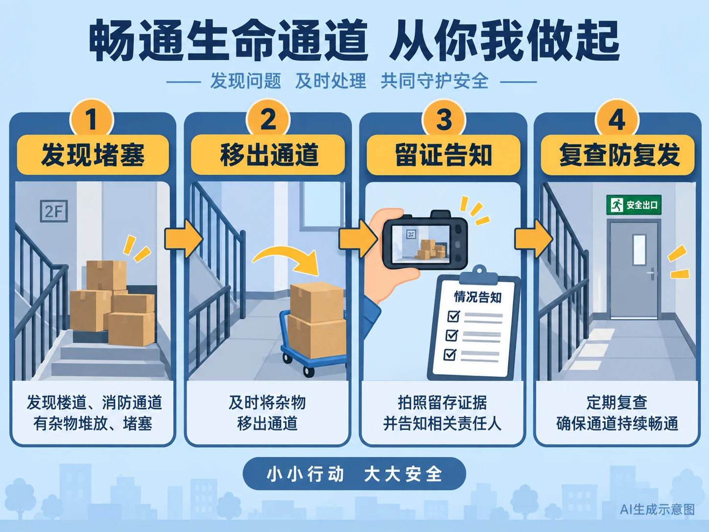 AI生成示意图:发现、清理、留证、复查四步闭环