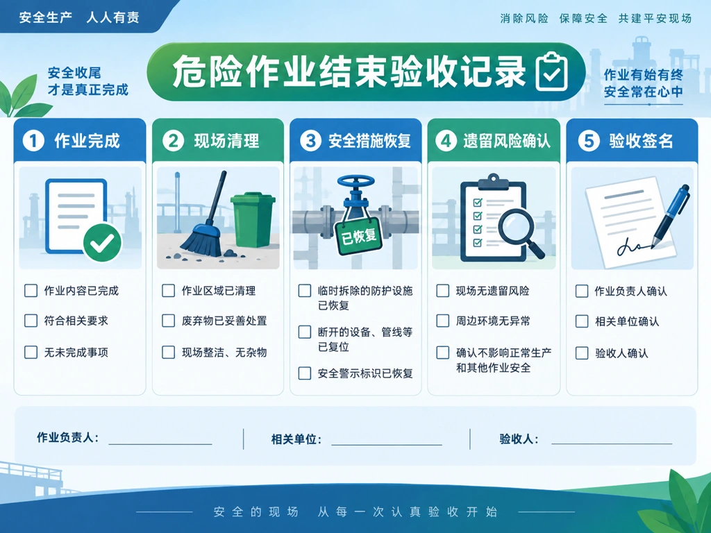 危险作业结束验收记录示意图