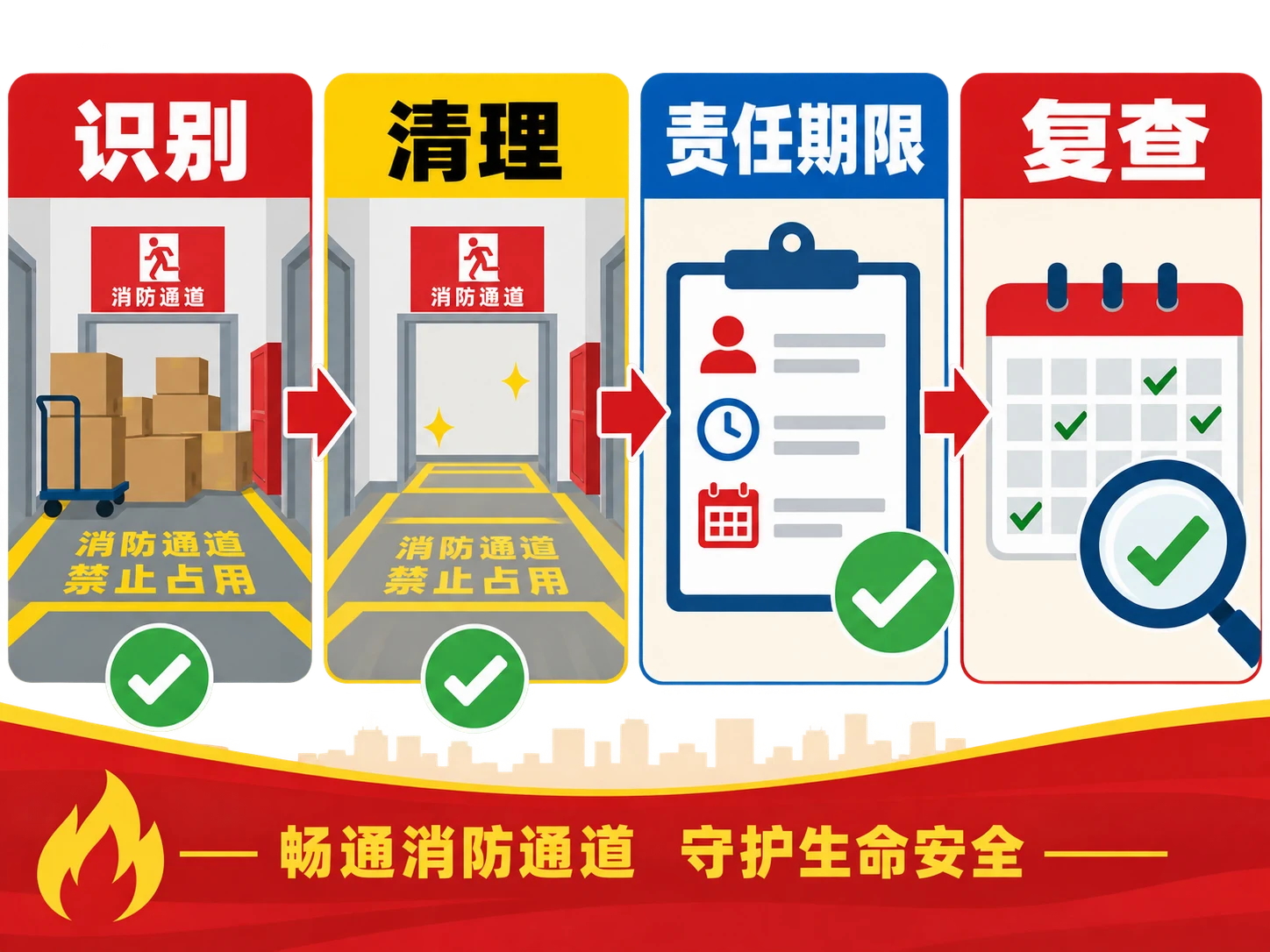 AI生成示意图:识别占用、分级处置、明确责任、持续复查闭环
